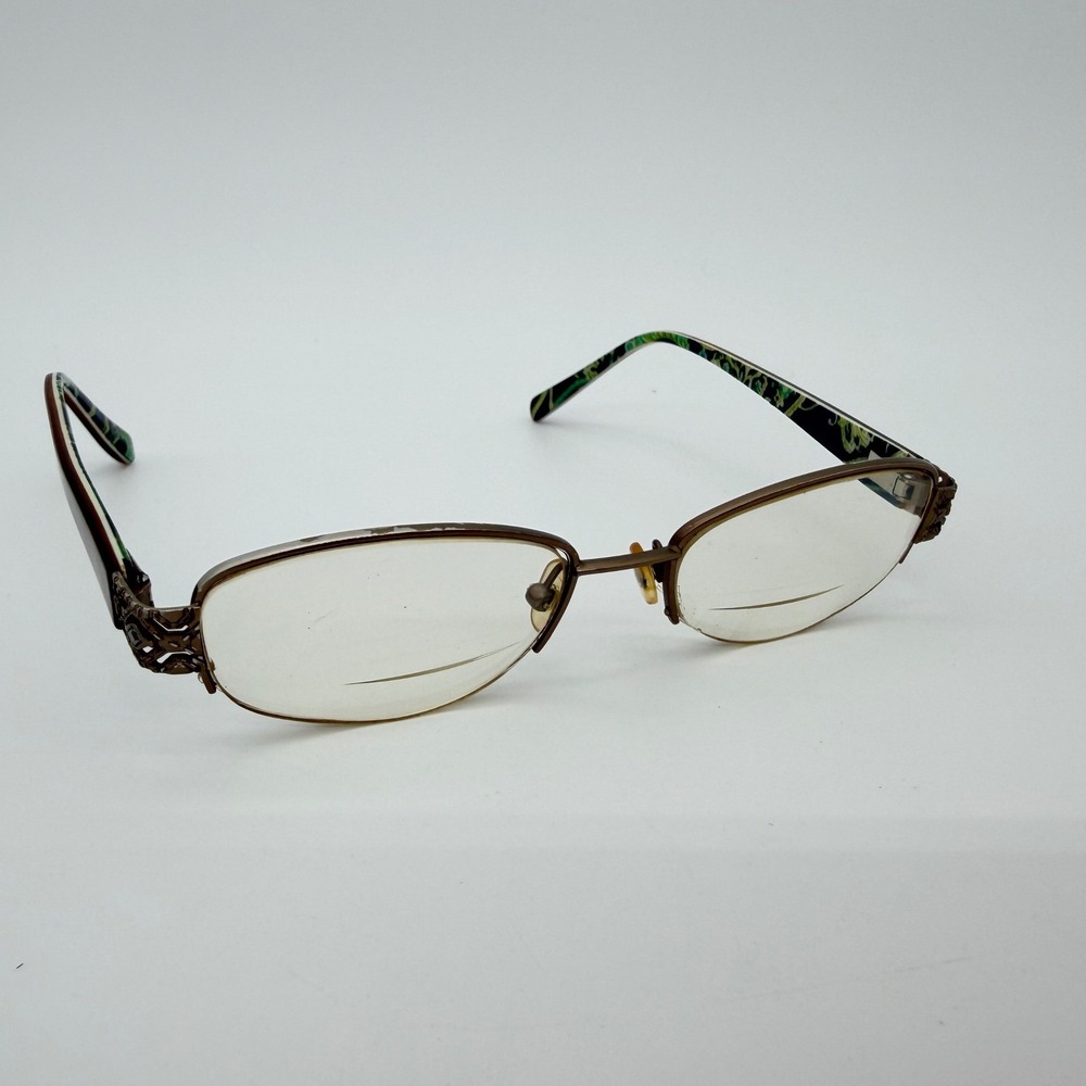 Vera Bradley Hazel Eyeglass Frames 50-17 Gold Semi Rimless Floral Optical